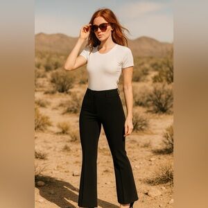 ✨ Betabrand Classic Black Flare Pants — Medium Long